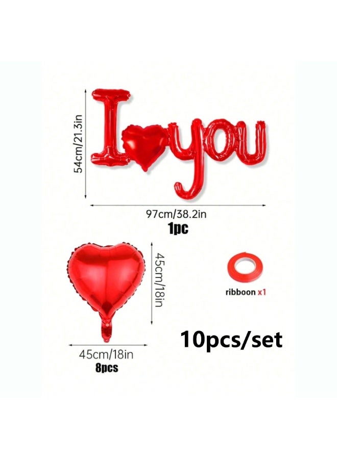 Conjoined "I Love You" Red Foil Balloon with Red Heart Balloons & Ribbons – Romantic Decoration Set for Valentine’s, Anniversary, Proposal & Love Events - Image 3
