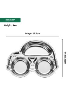 304 Stainless Steel Partitioned Dinner Plate for Kids Three-grid cartoon car