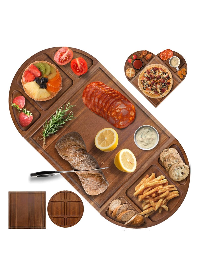 عام لوح تقطيع شرائح اللحم الخشبي، صينية شبه دائرية، صينية خبز غربية، طبق جبن، لوح تقطيع للمطبخ - Image 1