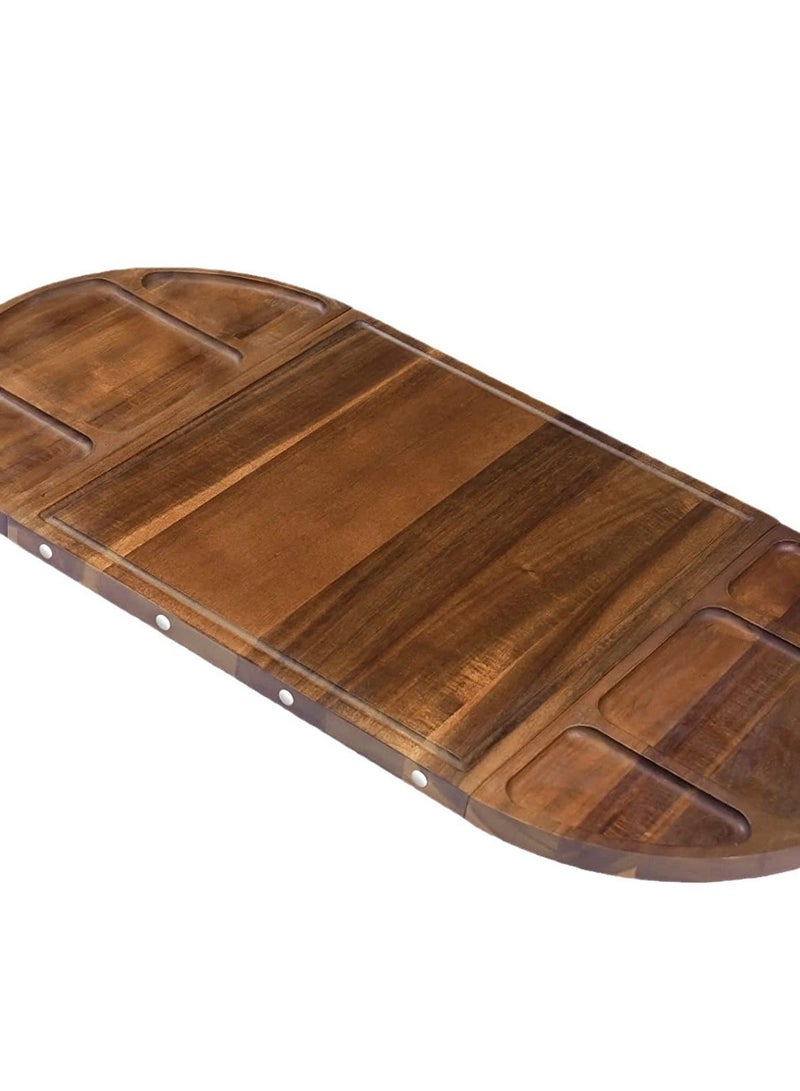 عام لوح تقطيع شرائح اللحم الخشبي، صينية شبه دائرية، صينية خبز غربية، طبق جبن، لوح تقطيع للمطبخ - Image 5