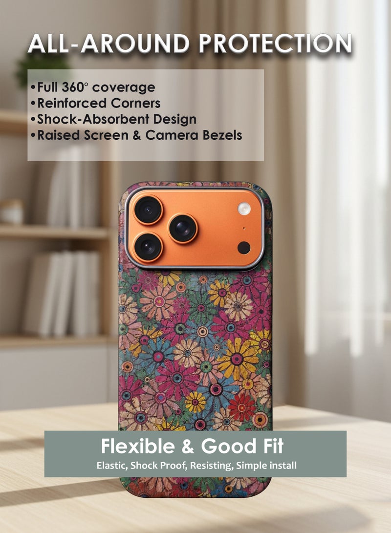 جراب حماية خلفي من الجلد بنقشة عرقية لهاتف آيفون 17 برو ماكس - مقاوم للصدمات، مضاد لبصمات الأصابع، غطاء خلفي ناعم لطيف على البشرة، يوفر حماية خلفية متينة، تصميم أنيق. - Image 2