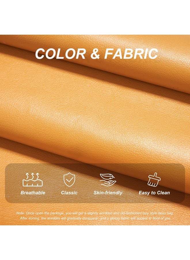 Hobestluk كرسي bean bag عملاق أريكة bean bag من رغوة الذاكرة للبالغين، أرائك bean bag من الجلد الصناعي للغرفة المعيشية وغرفة النوم والسكن والمكتب (أصفر) - Image 5