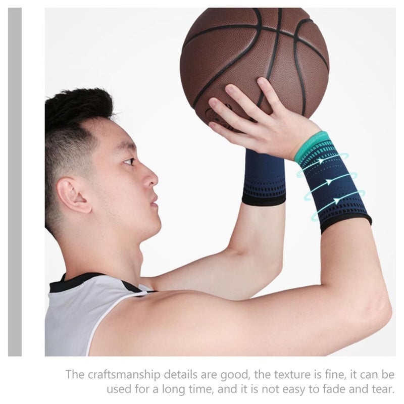 Navy Blue Compression Wrist Sleeves 2 Pack Wear Resistant Support For Sports Gym Fitness - Image 4