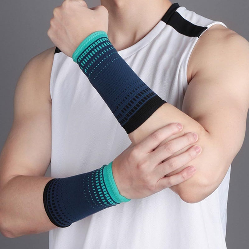 Navy Blue Compression Wrist Sleeves 2 Pack Wear Resistant Support For Sports Gym Fitness - Image 5
