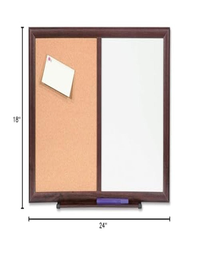 Lorell Bulletin Board Combo, Dry-Erase/Cork, 24"x18", Mahogany Frame (LLR84270) - Image 3