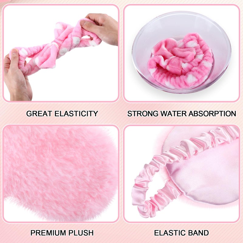 Maiteenly 24 Pieces Sleepover Party Favors Spa Headband Sleep Eye Mask Bulk Pink Headband for Washing Face Bow Makeup Eye Mask for Spa Birthday, Bachelorette Party, Slumber Wedding - Image 5