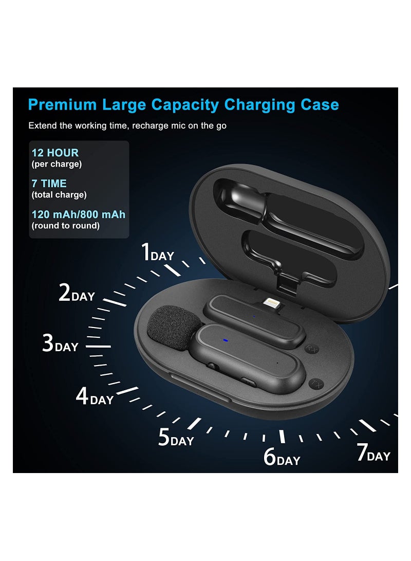 الميكروفونات اللاسلكية مع حقيبة الشحن المحمولة استوديو تسجيل الفيديو قابل لإعادة الشحن ميكروفون استقبال منخفض الكمون مقابلة (1 Lightning MIC) - Image 4