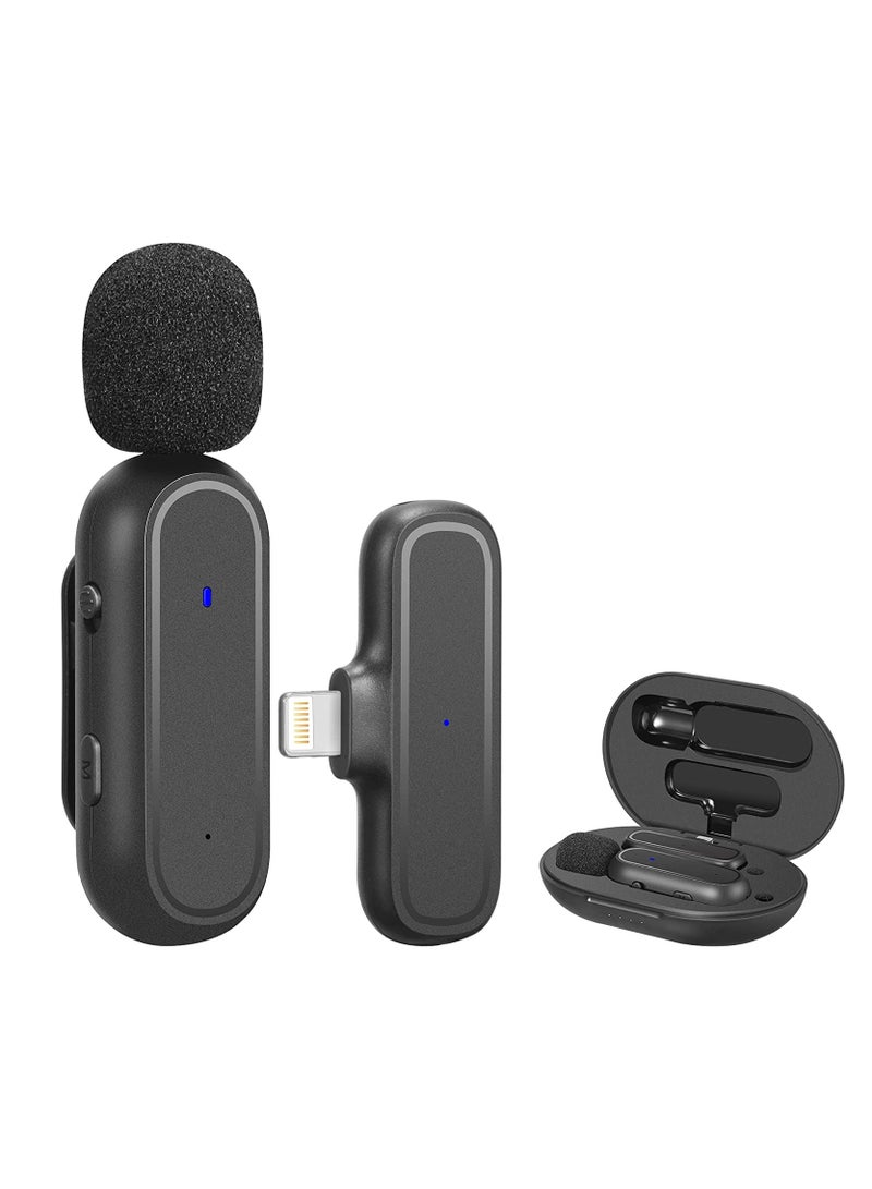 الميكروفونات اللاسلكية مع حقيبة الشحن المحمولة استوديو تسجيل الفيديو قابل لإعادة الشحن ميكروفون استقبال منخفض الكمون مقابلة (1 Lightning MIC) - Image 1