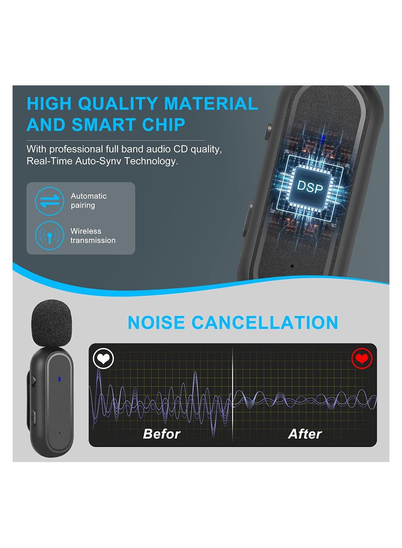 الميكروفونات اللاسلكية مع حقيبة الشحن المحمولة استوديو تسجيل الفيديو قابل لإعادة الشحن ميكروفون استقبال منخفض الكمون مقابلة (1 Lightning MIC) - Image 5