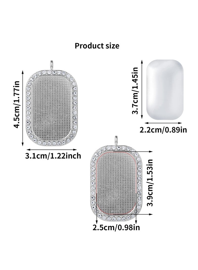 KASTWAVE Sublimation Rhinestone Bezel Tray Set, 10 Pcs Bezel Pendant Blanks Settings, Rhinestone Bezels Pendant Trays and 10 Glass Cabochons Rhinestone Blank Pendant Photo Charms for Jewelry Making DIY - Image 4