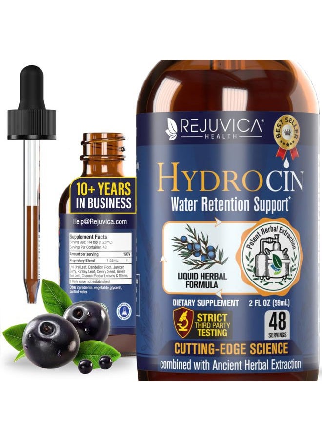 Rejuvica Health - Hydrocin - Advanced Diuretic Water Retention Support Supplement - Liquid Delivery for Better Absorption - Dandelion, Uva Ursi, Juniper Berry, Celery Seed, Green Tea & More! - Image 1
