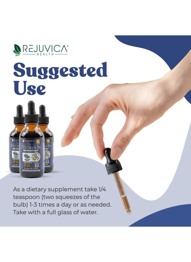 Rejuvica Health - Hydrocin - Advanced Diuretic Water Retention Support Supplement - Liquid Delivery for Better Absorption - Dandelion, Uva Ursi, Juniper Berry, Celery Seed, Green Tea & More! - Image 1