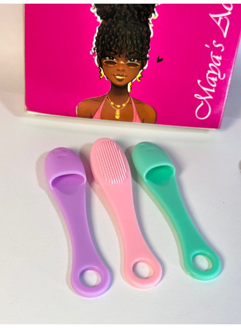 Set Of 3 Silicone Face Scrubber Facial Cleansing Brushes, Finger Face Scrubber Cleanser Brush for Gently and Effectively Cleaning, Removing Blackheads and Massaging - Image 1
