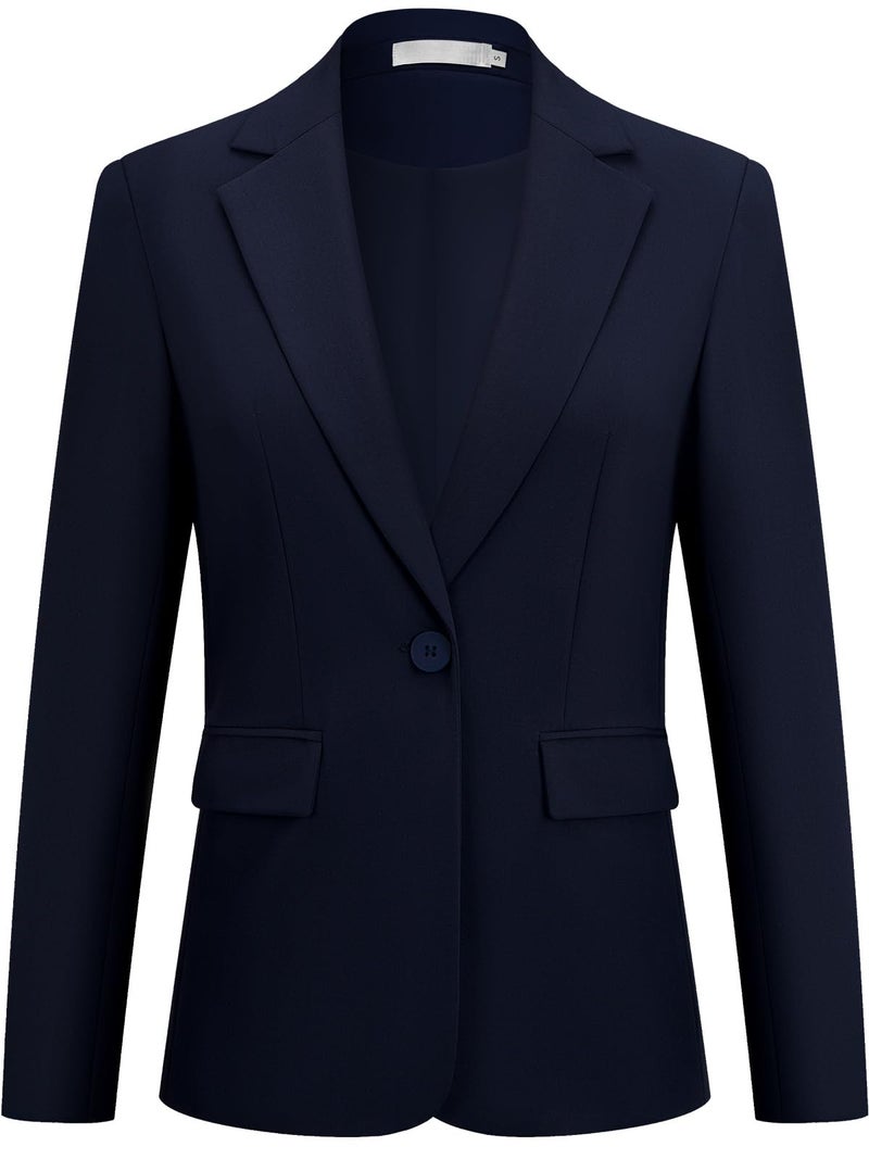 Kelyaa Womens One Button Blazer Casual Open Front Long Sleeve Suit Jackets Business Work Office Blazers with Pockets Navy - Image 5