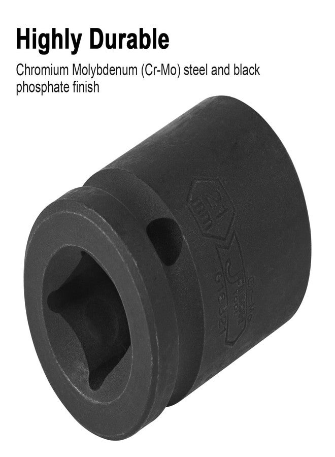 JETECH 1/2 Inch Drive 21mm Standard Impact Socket, Chrome Molybdenum Alloy Steel, 6-Point Design, Metric - Image 5