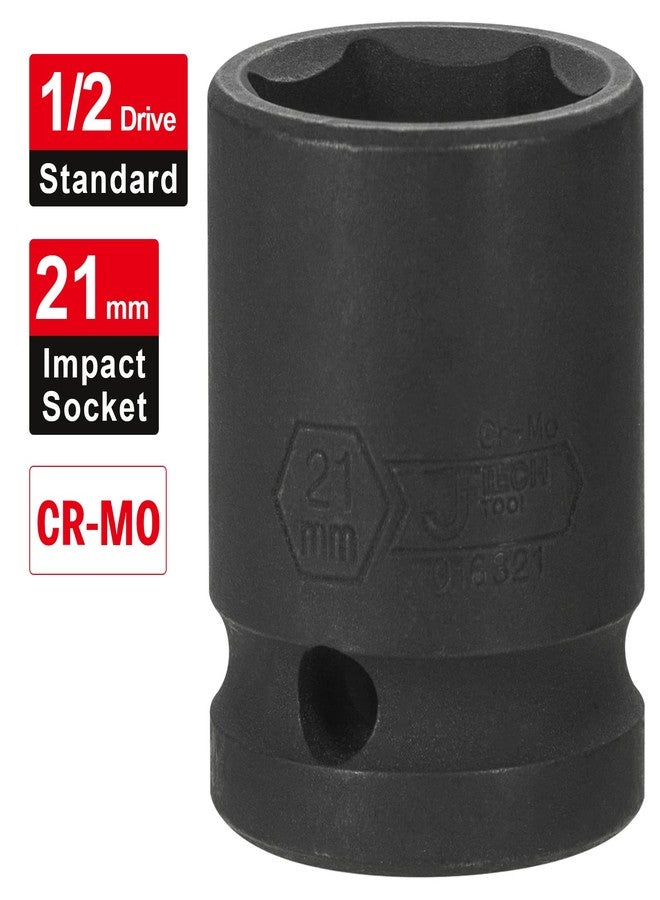 JETECH 1/2 Inch Drive 21mm Standard Impact Socket, Chrome Molybdenum Alloy Steel, 6-Point Design, Metric - Image 3