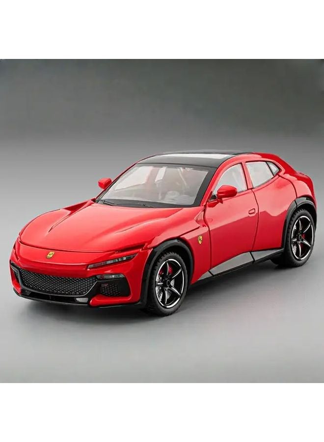 Red Alloy Sports Coupe Model With Opening Doors And Hood Collectible Car - Image 4