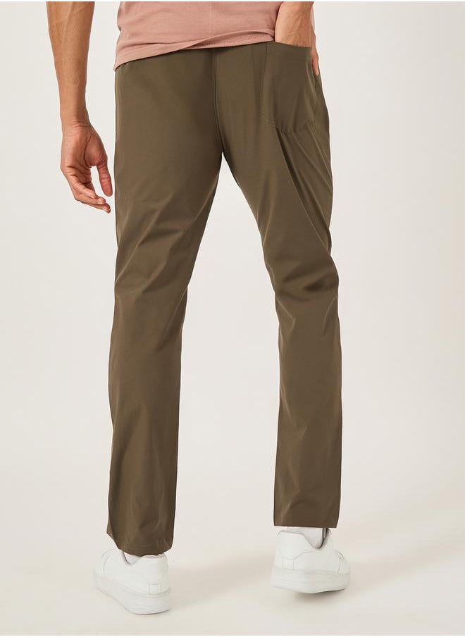Fort Collins Men Solid Drawstring Waist Regular Fit Pants  - Image 4
