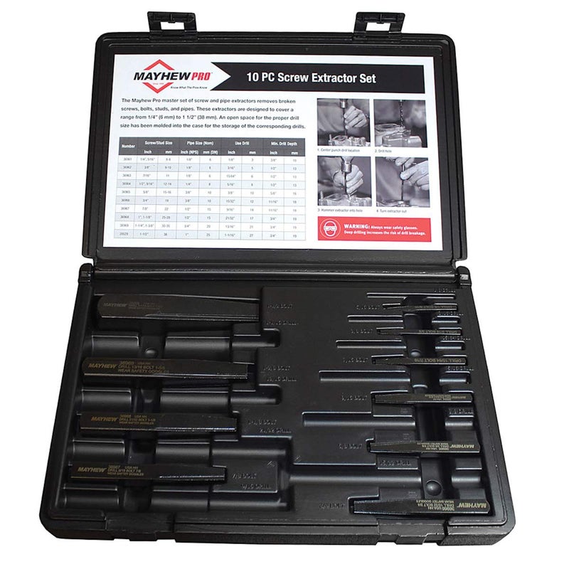 Mayhew Tools MAY37345 Screw Extractor Set  10 Piece