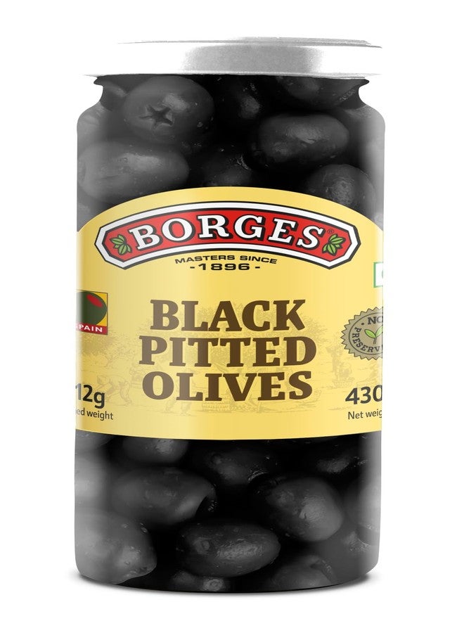 Borges Black Pitted Olives 430g | Select Quality Hojiblanca Olives | Suitable for Snacking, Salads | Imported from Spain - Image 1