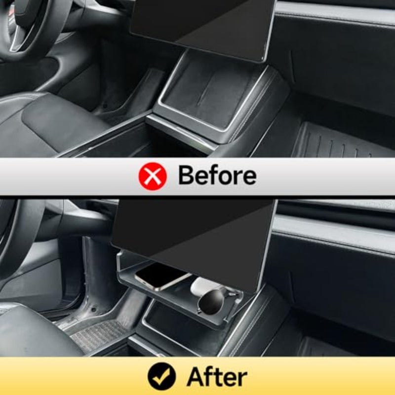 Center Console Organizer Tray for 2025 Tesla Model Y Juniper 2024-2026 Model 3 Highland Storage Compartment Below Center Display Model Y Model 3 Accessories 1 Pack - Image 4