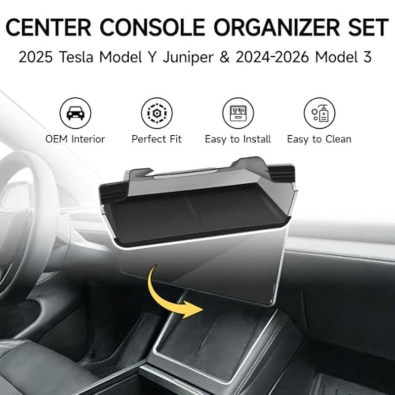 Center Console Organizer Tray for 2025 Tesla Model Y Juniper 2024-2026 Model 3 Highland Storage Compartment Below Center Display Model Y Model 3 Accessories 1 Pack - Image 5