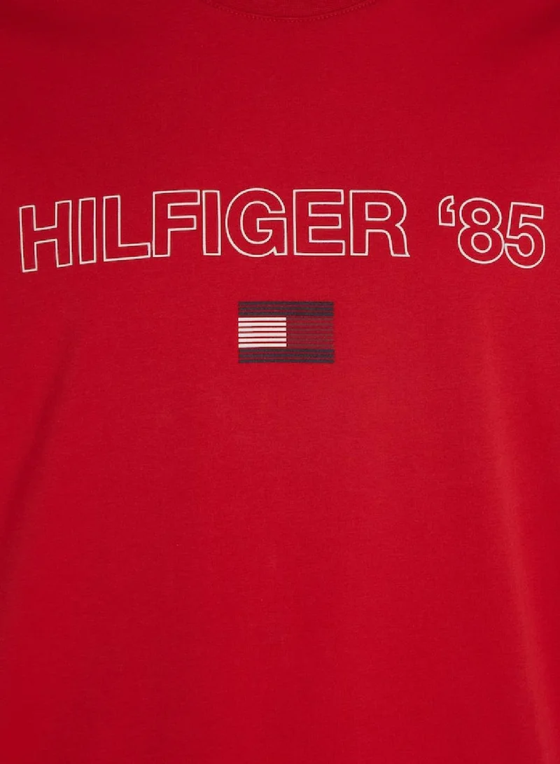 TOMMY HILFIGER Men's Hilfiger 1985 Collection Featuring a Crew Neck T-Shirt - Cotton, Red