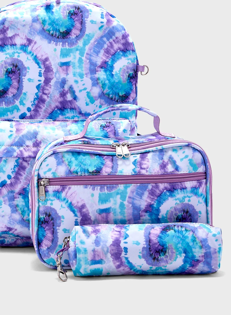 جينجر 3 Piece Set Laptop Tie & Dye Backpack, Lunch Bag And Pencil Case