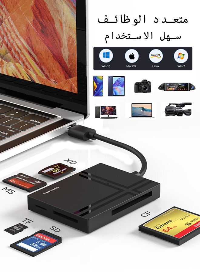 5Gbps USB3.0 Type-C Card Reader 5 in 1 Multifunction TF-SD-XD-CF-MS Secure Digital Memory Card Reader No Drive Need CF-XD-TF-SD-MS Memory Card 5-in-1 Expander