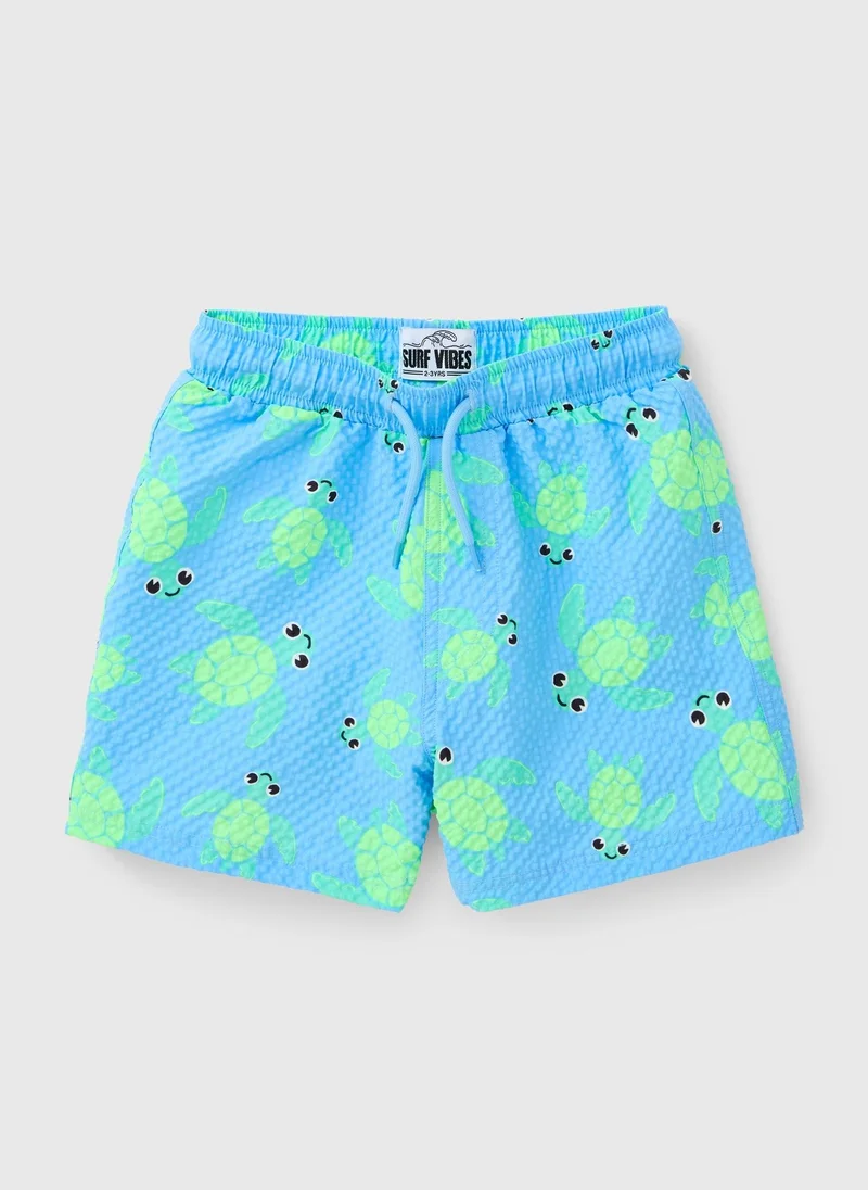 ماتلان Boys Blue Turtle Textured Swim Shorts