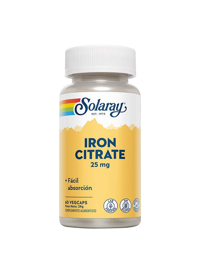 Solaray Iron Citrate 25 mg Veg Capsules 60's  - Image 1