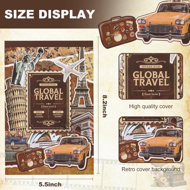 LABUK Cute Travel Stickers for Girls Water Bottles Notebook Laptop Luggage Suitcases Travel Journal Label Road Trip Adventure 100 PCS Brown - Image 2