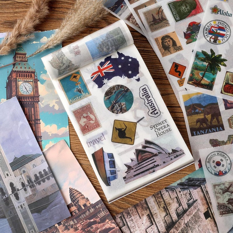 LABUK Cute Travel Stickers for Girls Water Bottles Notebook Laptop Luggage Suitcases Travel Journal Label Road Trip Adventure 100 PCS Brown - Image 5