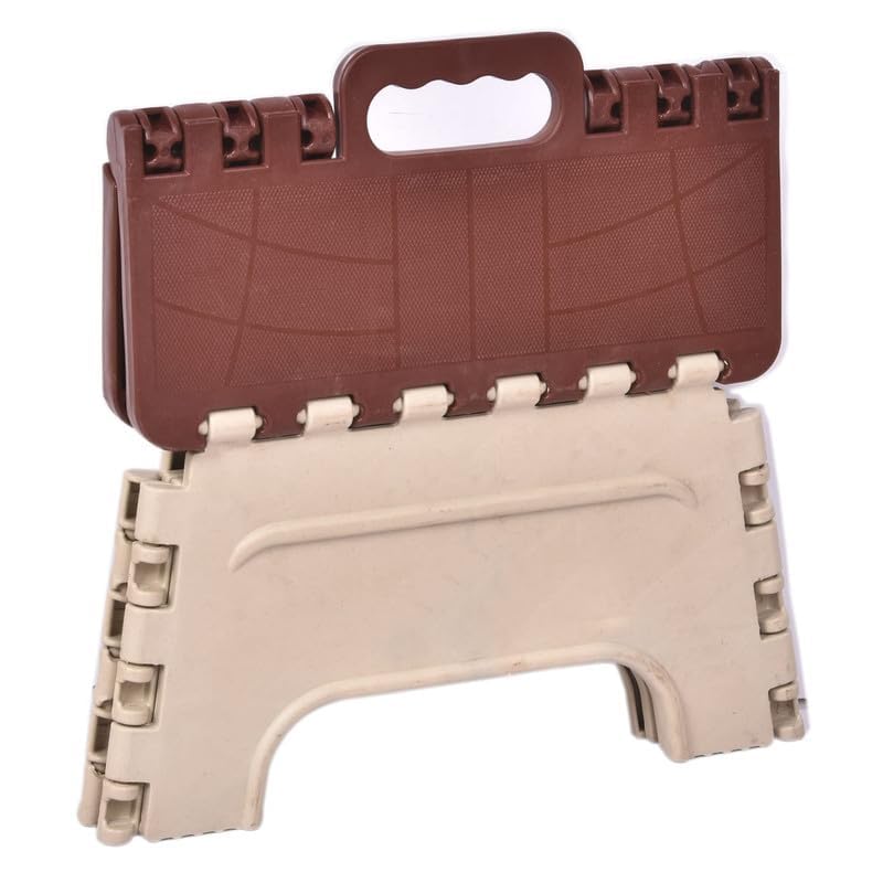 FLYUP FLYUP Small Folding Step Stool Super Strong Foldable Stool for Adults Kids Portable Plastic NonSlip Lightweight Space Saving Easy Folding Stools for KitchenBathroomBedroomOffice Brown  - Image 4