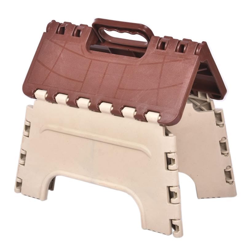 FLYUP FLYUP Small Folding Step Stool Super Strong Foldable Stool for Adults Kids Portable Plastic NonSlip Lightweight Space Saving Easy Folding Stools for KitchenBathroomBedroomOffice Brown  - Image 3