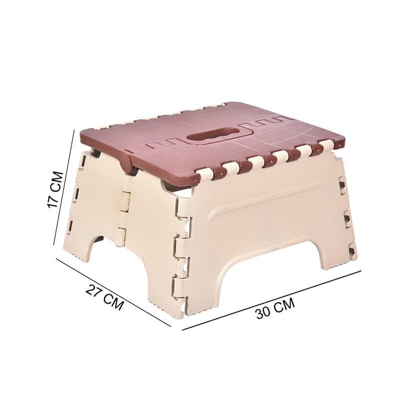FLYUP FLYUP Small Folding Step Stool Super Strong Foldable Stool for Adults Kids Portable Plastic NonSlip Lightweight Space Saving Easy Folding Stools for KitchenBathroomBedroomOffice Brown  - Image 5
