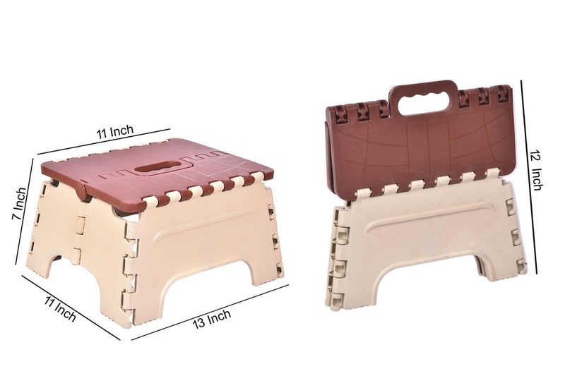 FLYUP FLYUP Small Folding Step Stool Super Strong Foldable Stool for Adults Kids Portable Plastic NonSlip Lightweight Space Saving Easy Folding Stools for KitchenBathroomBedroomOffice Brown  - Image 2