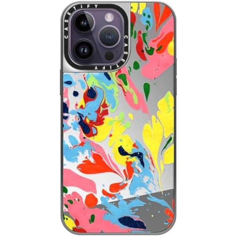 Casetify Mirror Case for iPhone 14 Pro Max 【Reflective / 4.9ft Drop Protection/Compatible with Magsafe】 - She's A Rainbow - Silver on Silver - Image 2