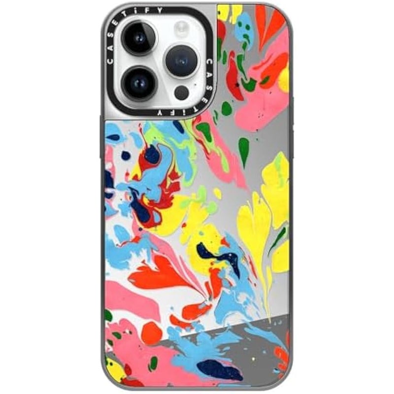 Casetify Mirror Case for iPhone 14 Pro Max 【Reflective / 4.9ft Drop Protection/Compatible with Magsafe】 - She's A Rainbow - Silver on Silver - Image 1