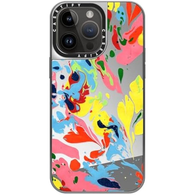 Casetify Mirror Case for iPhone 14 Pro Max 【Reflective / 4.9ft Drop Protection/Compatible with Magsafe】 - She's A Rainbow - Silver on Silver - Image 3