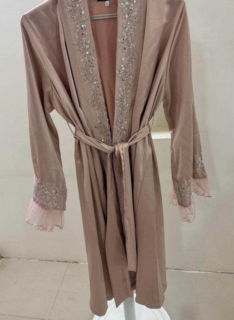 Brides Taffeta Makeup Robe -Piece - Pink - Image 4