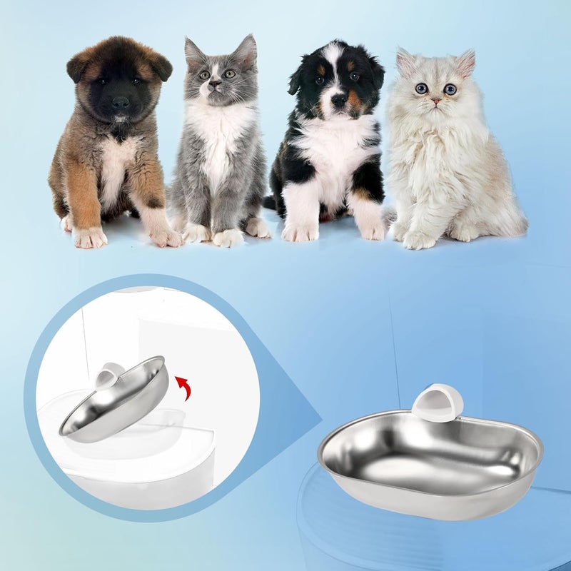 Sinbana Smart Pet Water Fountain, Stainless Steel Automatic Pet Water Dispenser Wastewater Separation Feeding Watering Bowl for YSJ250424US for Cats and Small Dogs (Silver) - Image 3