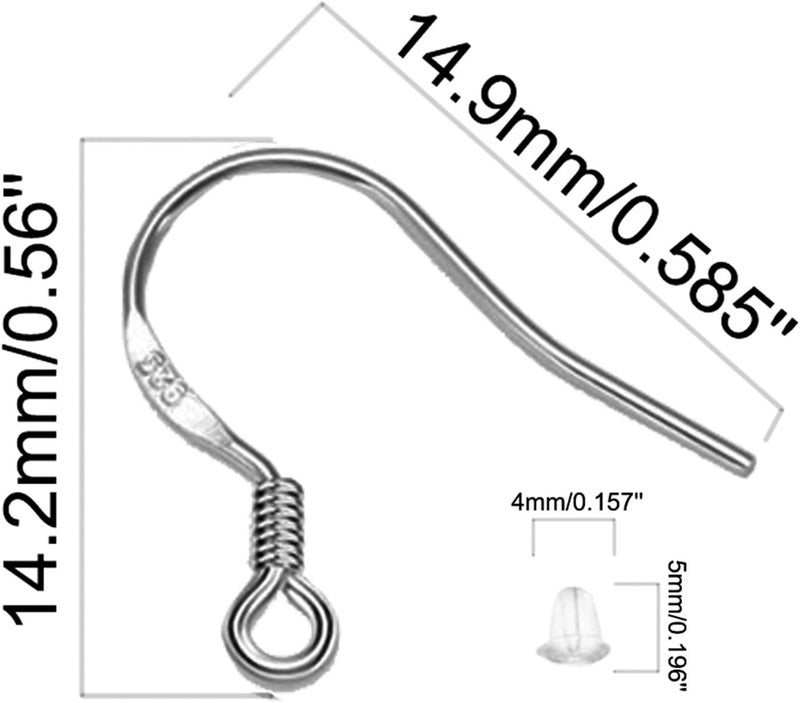 DIYEAR White Gold Earring Hooks, 80 PCS/40 Pairs Ear Wires Fish Hooks, 240pcs Hypoallergenic Earring Making kit with Jump Rings and Clear Silicone Earring Backs Stoppers - Image 5