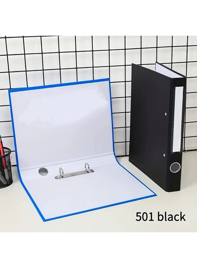 A4 Heavy Duty 2 Ring Binder File Organizer Blue Trim 1 Pack Black Document Binder - Image 2