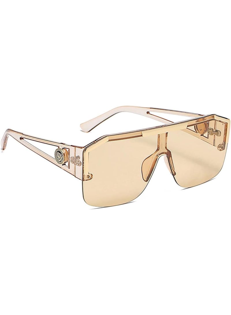 SOLARAE Stylish Square Flat Top Shield Sunglasses, Polarized Sunglasses Womens Men, One Lens Square Shades, Vintage Fashion Shades Classic Large Metal Sun Glasses - Image 1