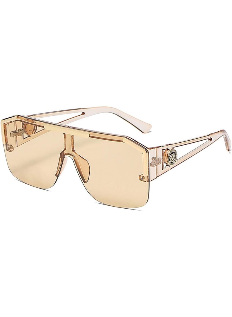 SOLARAE Stylish Square Flat Top Shield Sunglasses, Polarized Sunglasses Womens Men, One Lens Square Shades, Vintage Fashion Shades Classic Large Metal Sun Glasses - Image 5