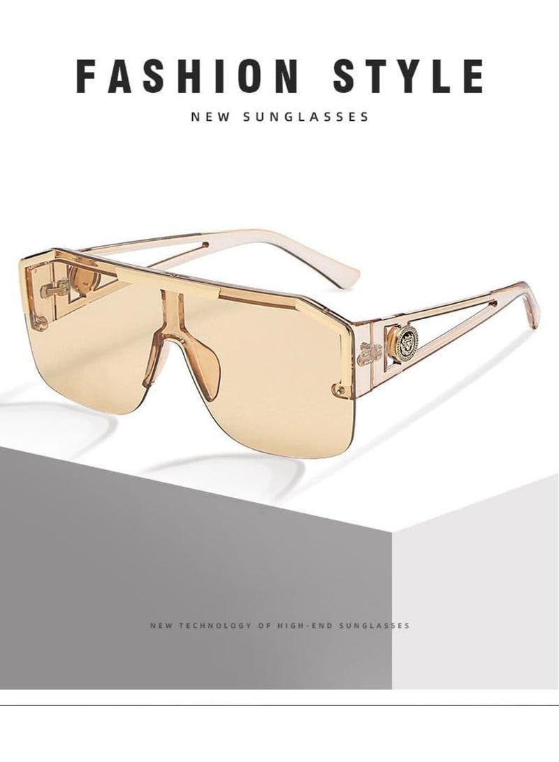 SOLARAE Stylish Square Flat Top Shield Sunglasses, Polarized Sunglasses Womens Men, One Lens Square Shades, Vintage Fashion Shades Classic Large Metal Sun Glasses - Image 4