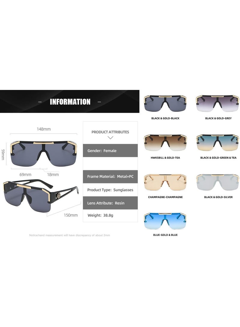 SOLARAE Stylish Square Flat Top Shield Sunglasses, Polarized Sunglasses Womens Men, One Lens Square Shades, Vintage Fashion Shades Classic Large Metal Sun Glasses - Image 2