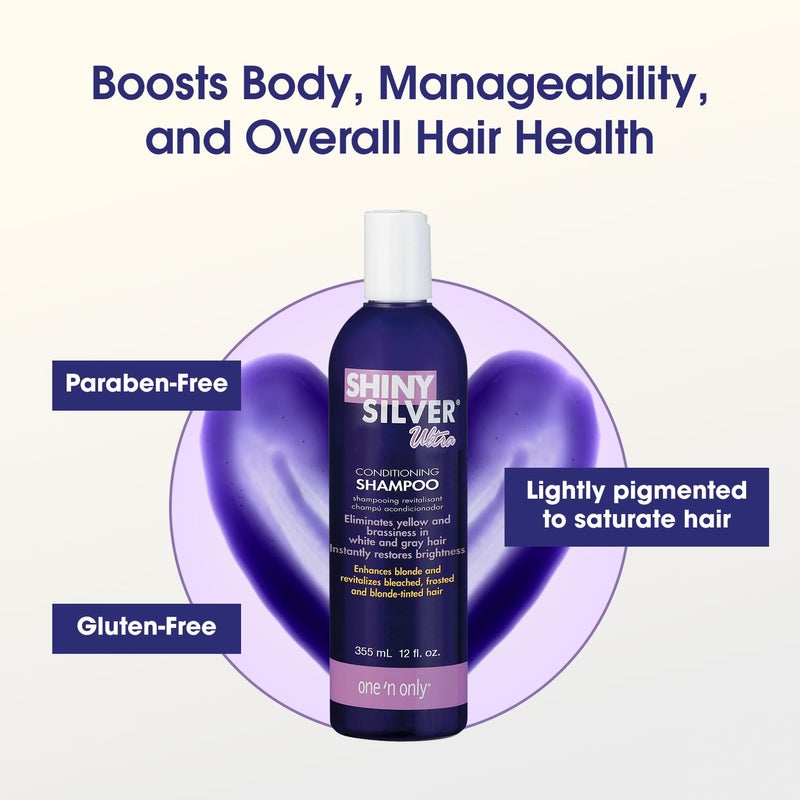 One N Only One 'n Only Shiny Silver Purple Shampoo - Argan Oil Toning Hair Shampoo for Blonde, Gray, White & Highlighted Hair - Moisturizes, Brightens & Reduces Brassiness (12 fl oz) - Image 5