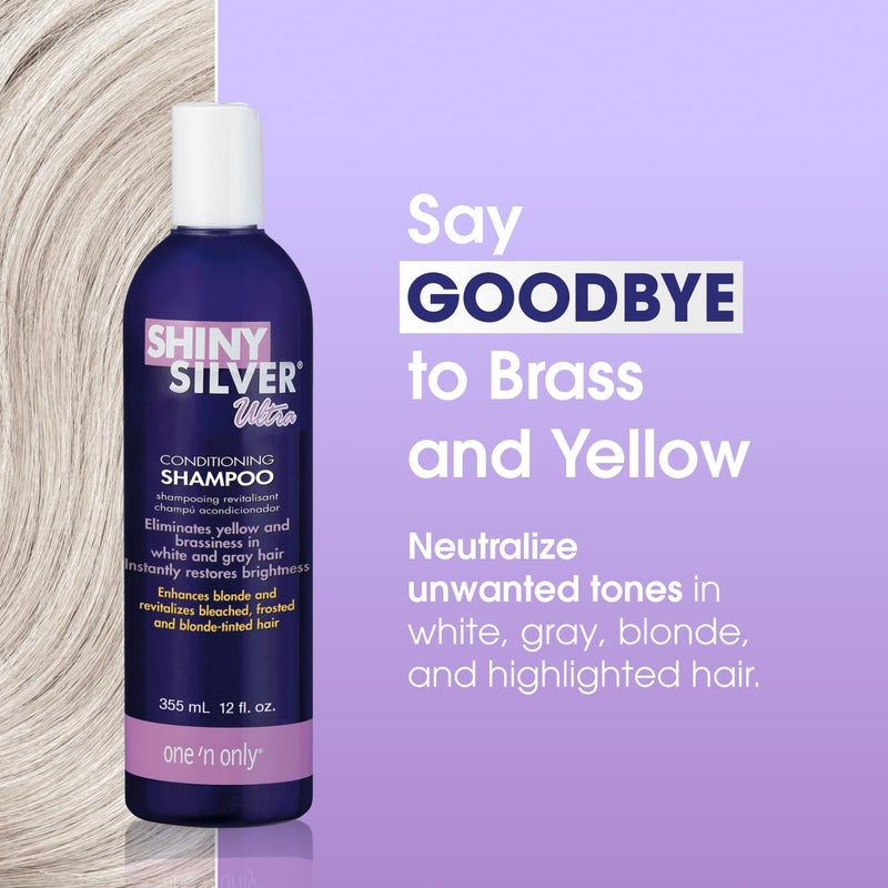 One N Only One 'n Only Shiny Silver Purple Shampoo - Argan Oil Toning Hair Shampoo for Blonde, Gray, White & Highlighted Hair - Moisturizes, Brightens & Reduces Brassiness (12 fl oz) - Image 2